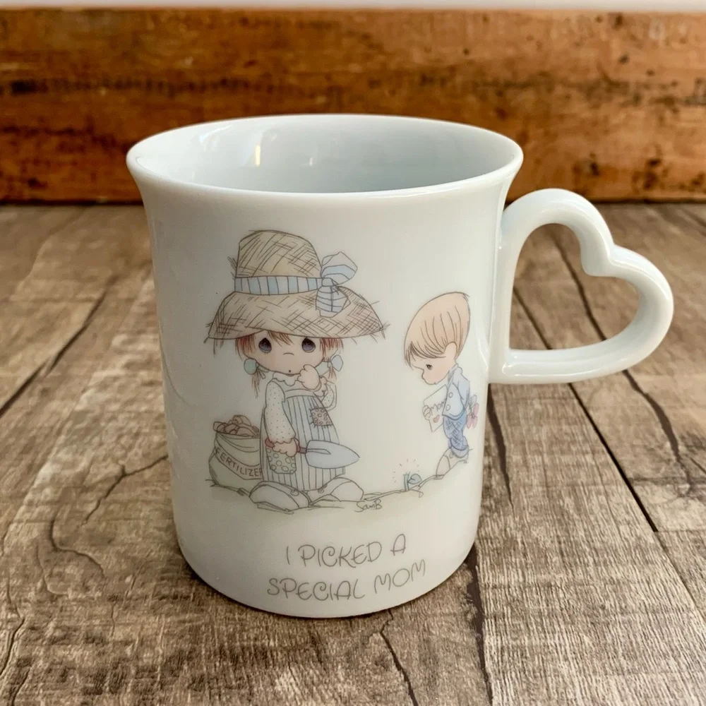 Precious Moments—Vintage I Picked A Special Mom, Heart Handle Mug (Enesco, 1986) - Picture 1 of 6